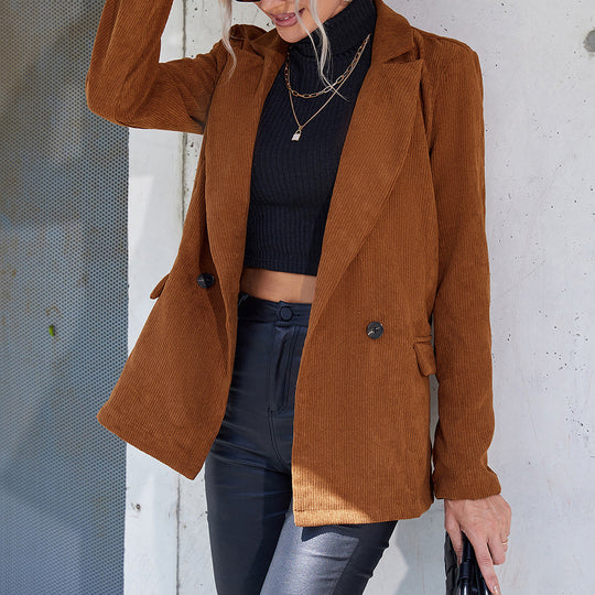 Damen cordjacke mit Doppelkknopfdesign und praktischen Seitentaschen EB