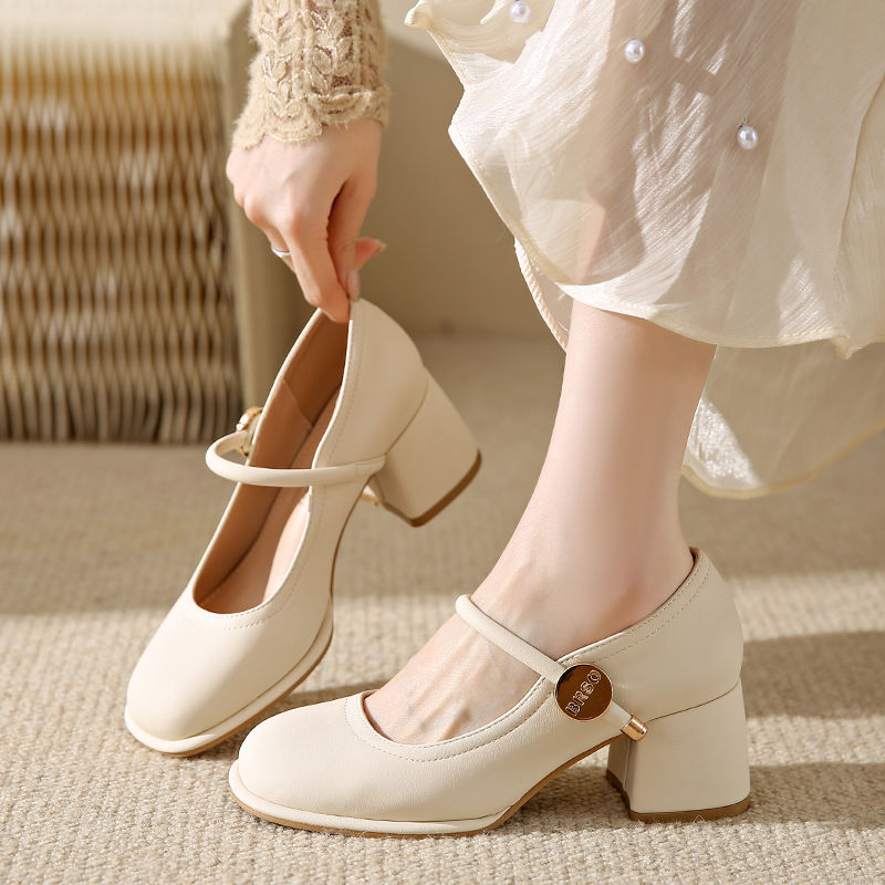 Damen elegante Mary Jane Schuhe mit Blockabsatz EB