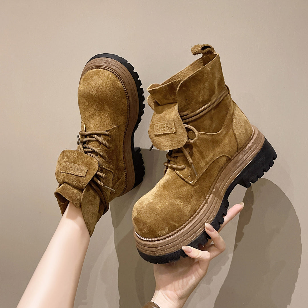 Damen robuste Winterboots mit authentischem Wildleder und stabiler Gummisohle EB