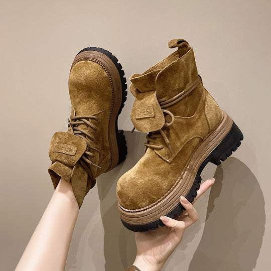 Damen robuste Winterboots mit authentischem Wildleder und stabiler Gummisohle EB