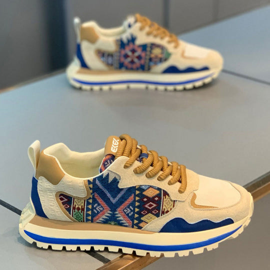 Damen Modische Sport-Sneaker mit Ethno-Muster EB