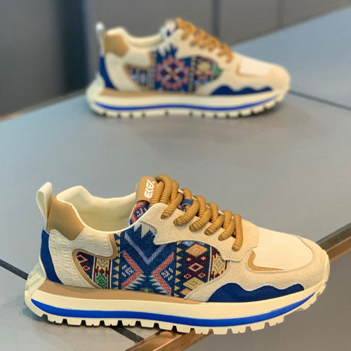 Damen Modische Sport-Sneaker mit Ethno-Muster EB
