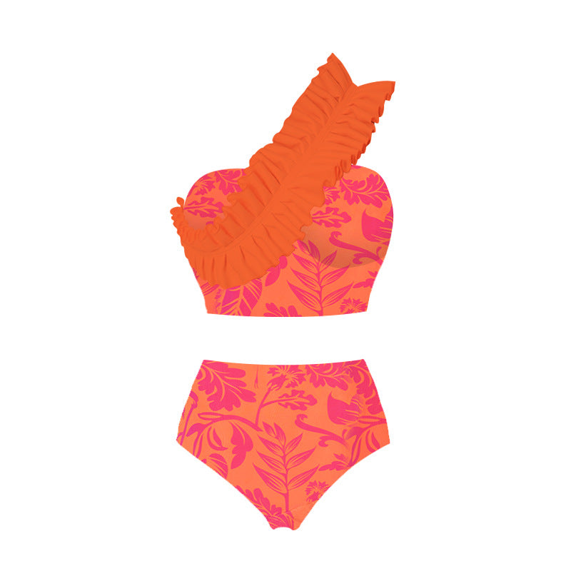 Damen Bikiniset mit voluminösem Rüschendesign und passendem Maxirock EB