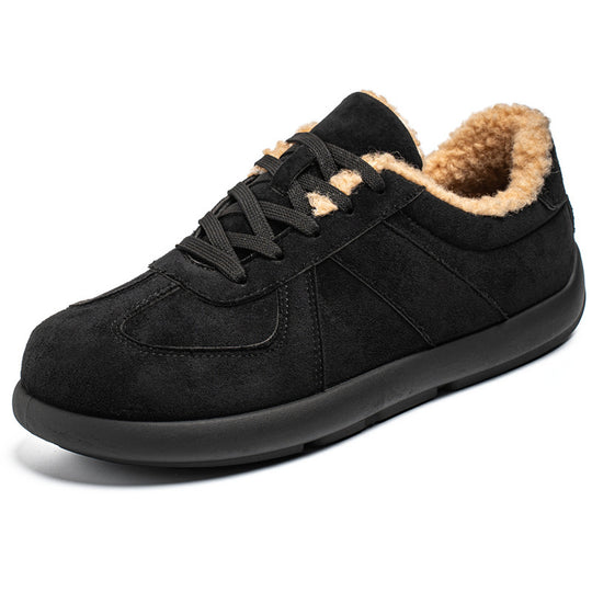Damen bequeme und stilvolle Halbschuhe mit Futter aus Kunstfell EB