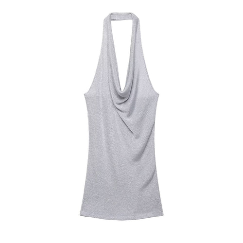 Damen Haltertop mit elegantem Wasserfallausschnitt und figurumspielendem Schnitt EB