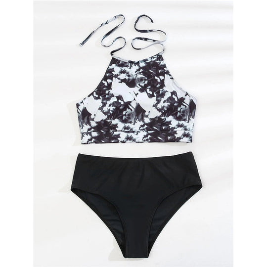 Damen Bikini-Set mit hochgeschlossenem Oberteil und modernem Hosen-Design EB