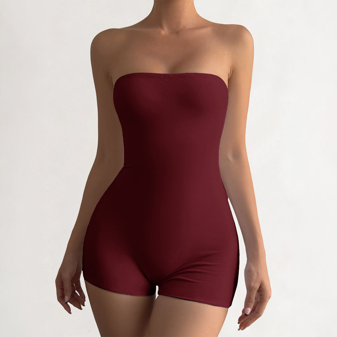 Damen Strapless Jumpsuit aus elastischem Material EB