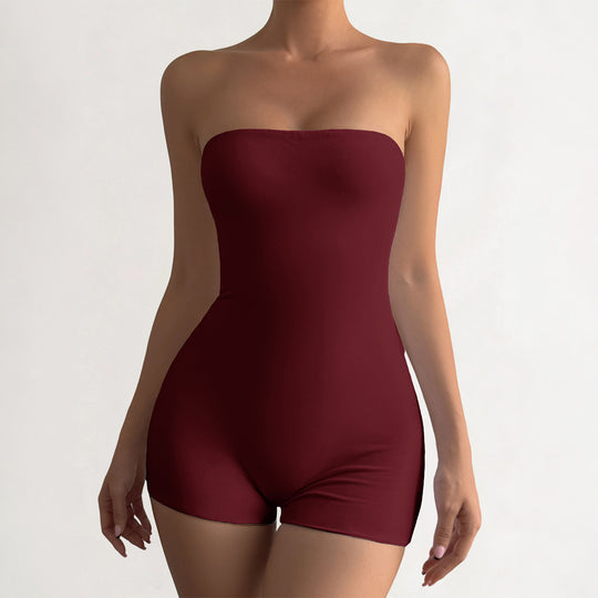 Damen Strapless Jumpsuit aus elastischem Material EB