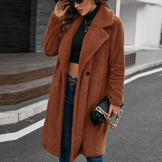 EB | Windbreaker Jacke Lässige Passform Wolltextur Einreiher mittellang