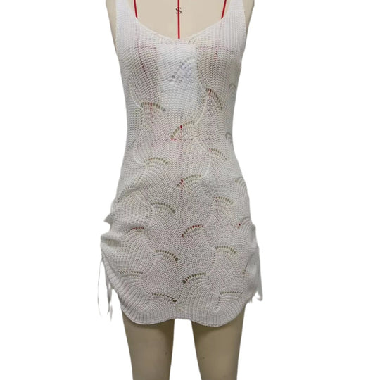 Damen Häkel-Strandkleid mit verstellbaren Trägern EB