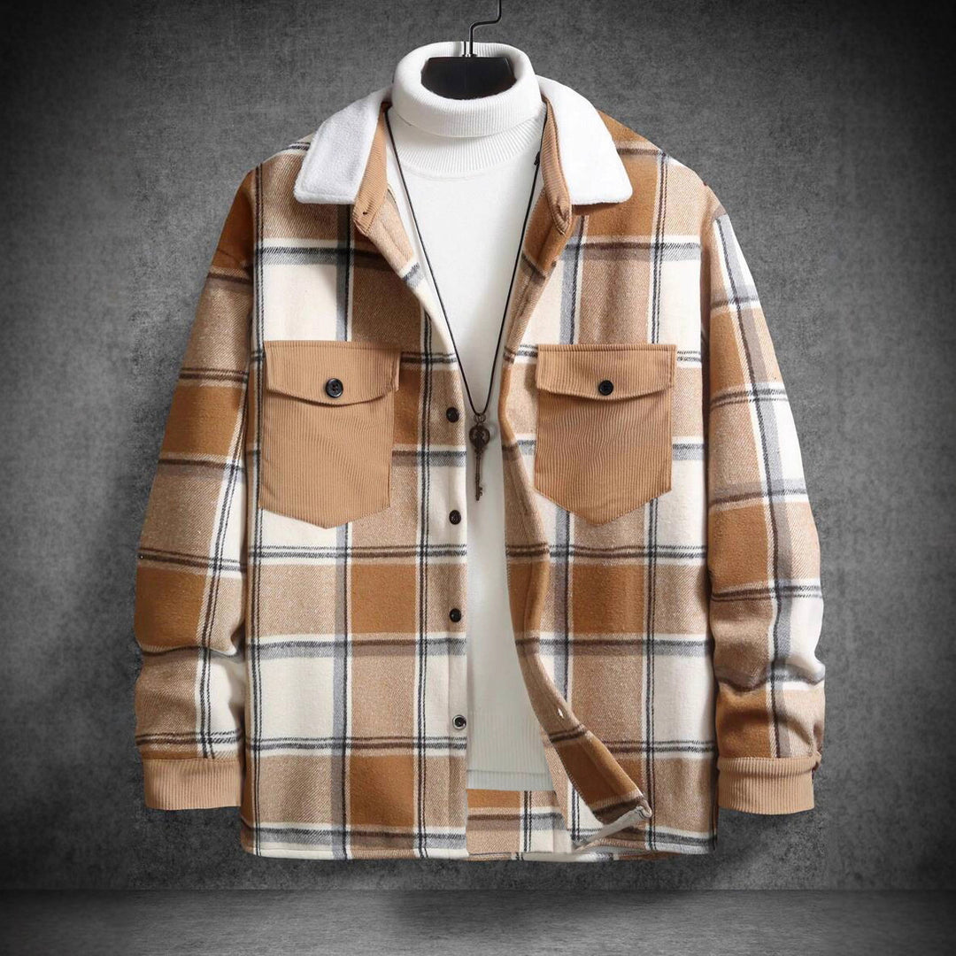 Herren Karo-Flanelljacke mit zwei Brusttaschen und weichem Kragen EB