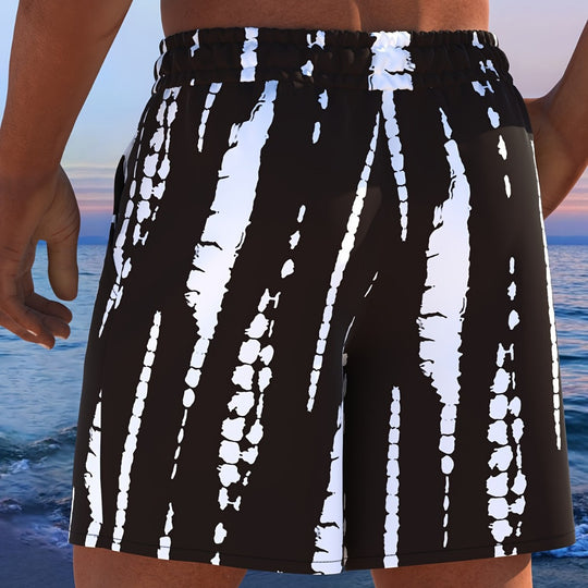 Herren Badeshorts mit modernem Streifen-Design und elastischem Bund EB