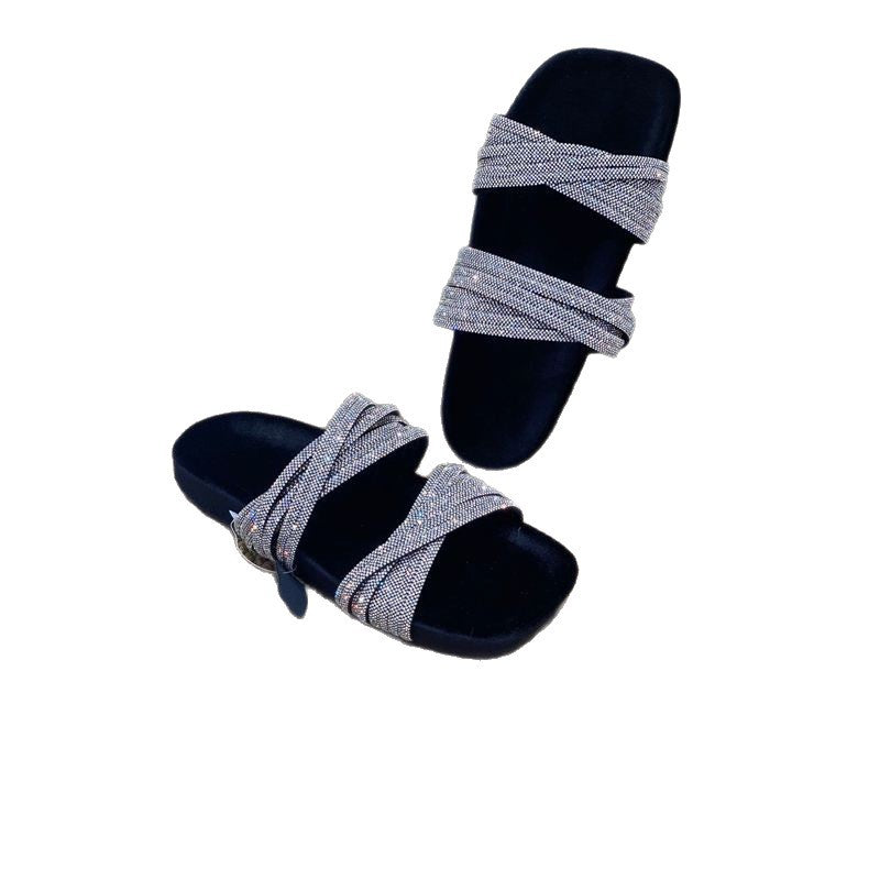 Damen trendige Hausschuhe mit elastischen Riemen EB