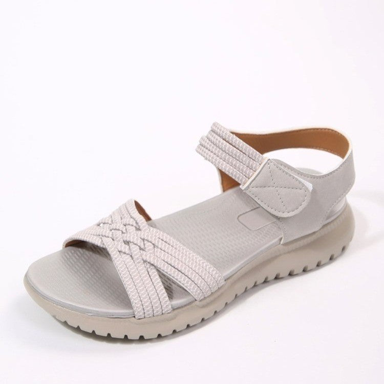 Damen Komfortable Sandalen mit elastischen Riemen und dekorativem Flechtmuster EB