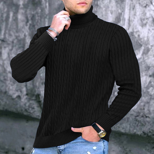 Herren moderner Rollkragenpullover mit strukturiertem Design EB
