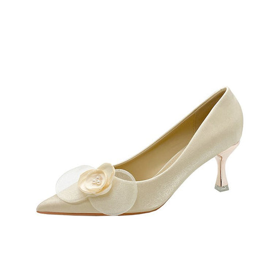 Damen elegante Spitzen-Pumps mit floralem Akzent EB