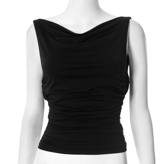 Damen figurbetontes Trägershirt mit elegantem Wickeldesign EB