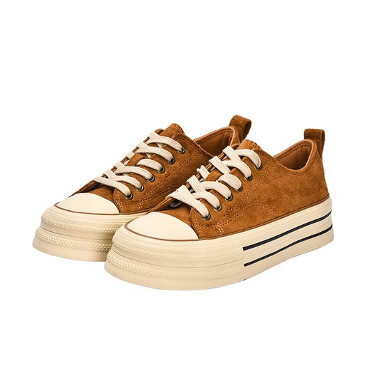 Damen modische Plateau-Sneaker mit samtiger Oberfläche und elastischem Schnürsystem EB