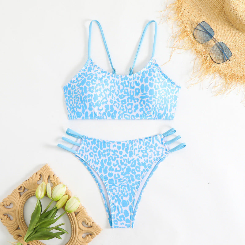Damen Bikini-Set mit verspieltem Leopardenmuster und stylischen Akzenten EB