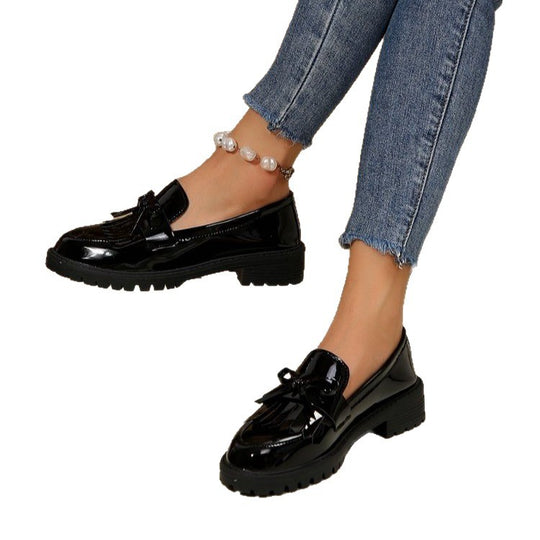 Damen Elegante Mokassins mit modischem Fransen-Design EB
