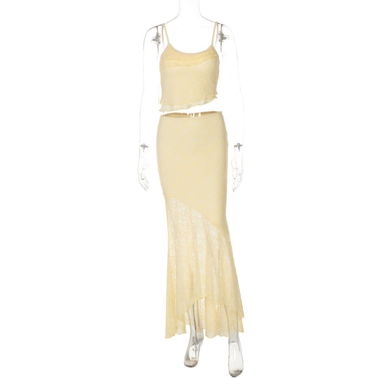 Damen Elegantes Maxikleid mit Längsnaht und Spaghettiträgern EB