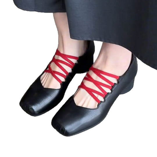 Damen Schuhe mit ausgefallenem Schnürdesign und eleganter Absatzhöhe EB