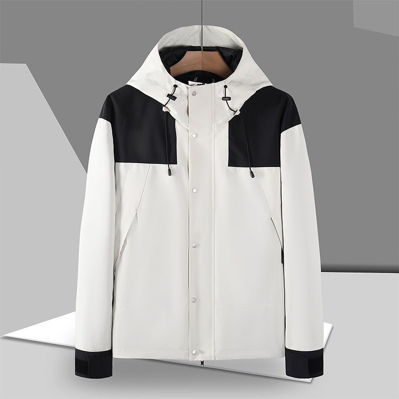 Herren Minimalistische Softshell-Kapuzenjacke mit verdeckter Druckknopfleiste EB
