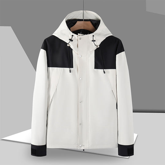 Herren Minimalistische Softshell-Kapuzenjacke mit verdeckter Druckknopfleiste EB