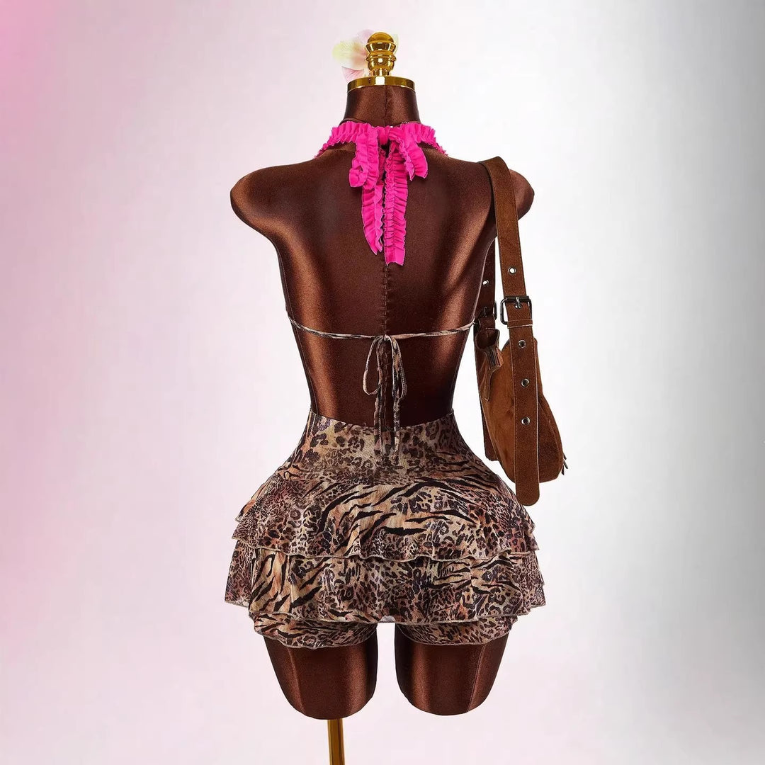Damen Verspieltes Minikleid mit Rüschendetails EB
