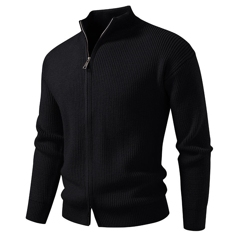 Herren Strickjacke mit hohem Kragen und innovativem Reißverschluss EB