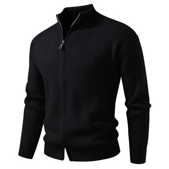 Herren Strickjacke mit hohem Kragen und innovativem Reißverschluss EB