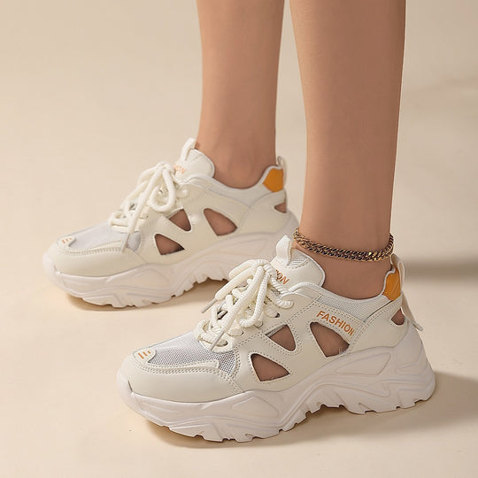 Damen Sportliche Chunky Sneaker mit atmungsaktivem Mesh-Obermaterial und rutschfester Sohle EB
