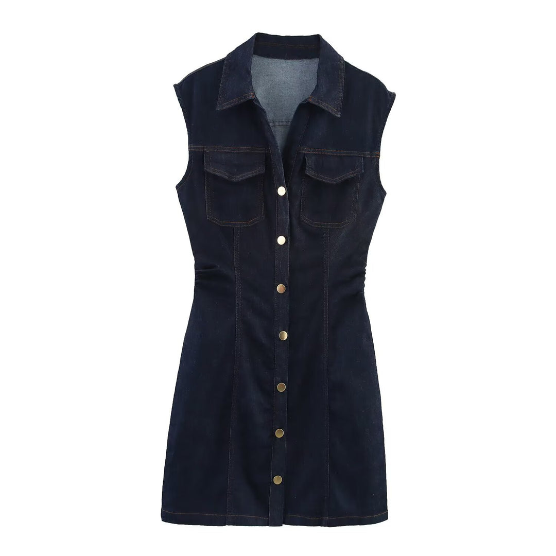 Damen Jeanskleid mit tailliertem Schnitt und praktischen Taschen EB