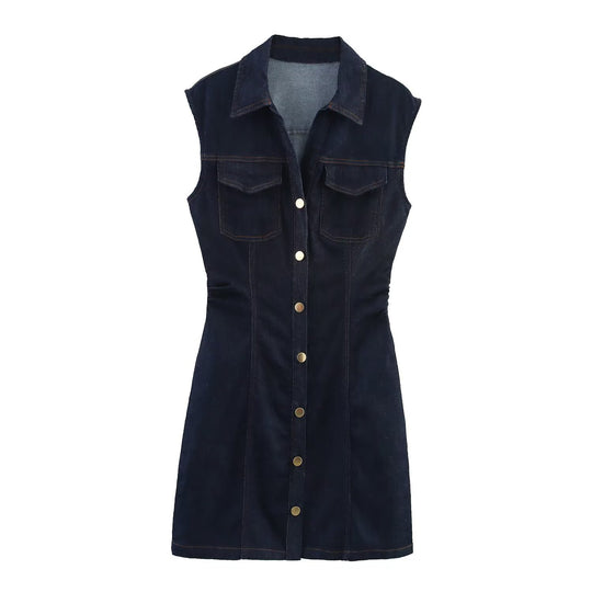 Damen Jeanskleid mit tailliertem Schnitt und praktischen Taschen EB