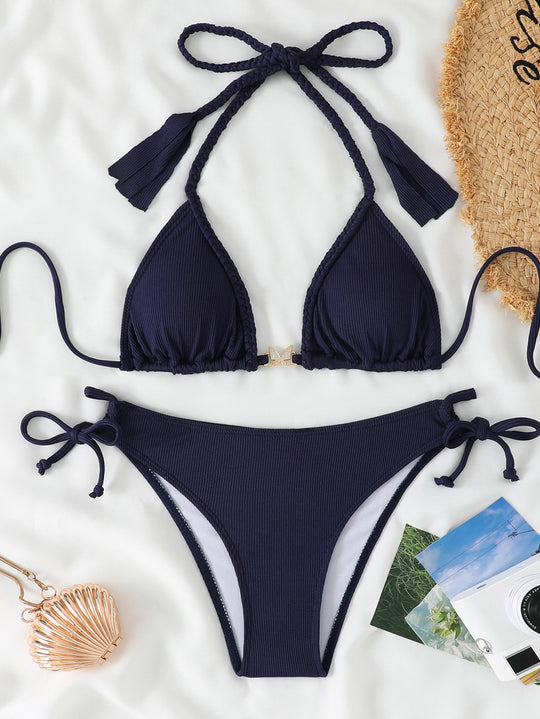 Damen Badeanzug-Set mit fransigen Details und verstellbaren Trägern EB