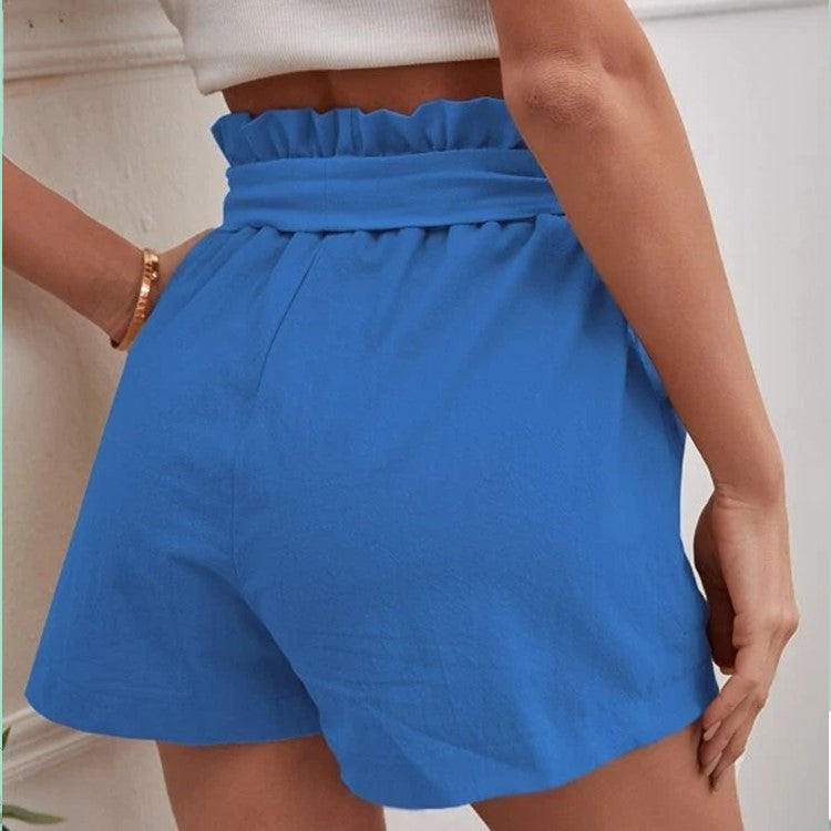 Damen elegante Shorts mit Bindegürtel und breitem Bund EB