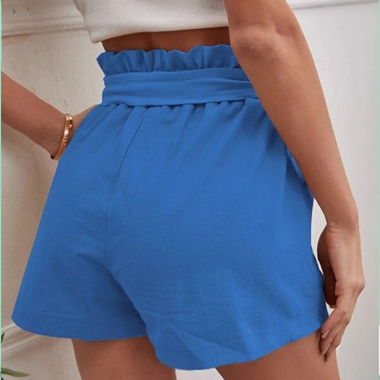 Damen elegante Shorts mit Bindegürtel und breitem Bund EB