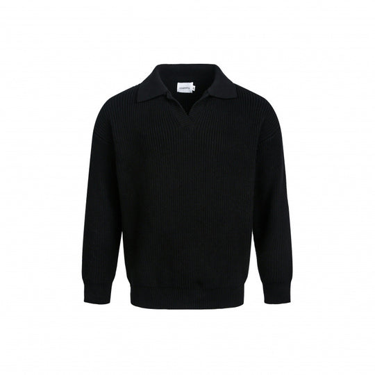 Damen Eleganter Strickpullover mit modernem Kragen und feinem Rippstrick EB