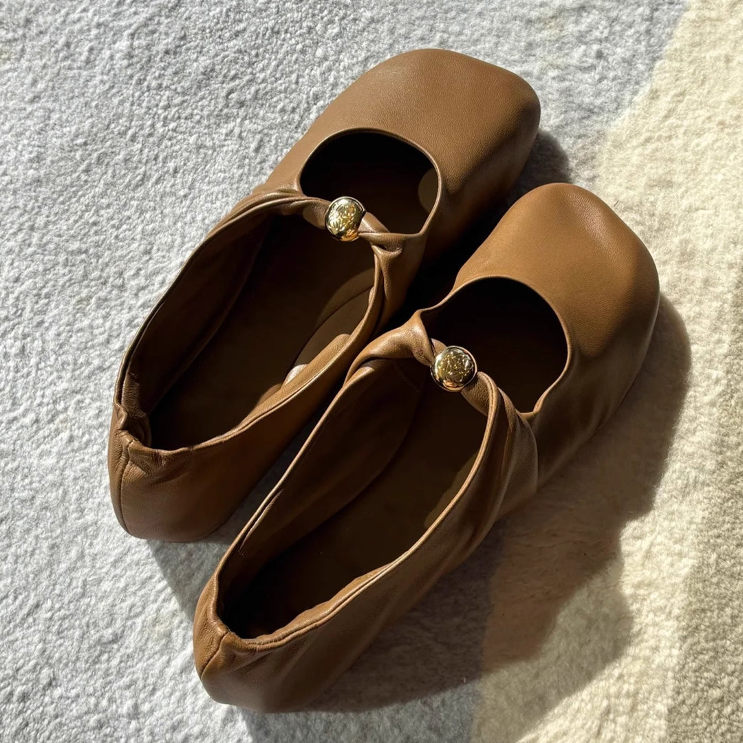 Damen Ballerinas mit dekorativem Kettenakzent und modischer Knopfdetail EB