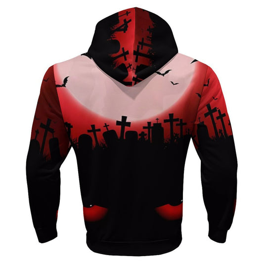 Herren Kapuzensweater mit kreativen Halloween-Motiv und lockerer Passform EB