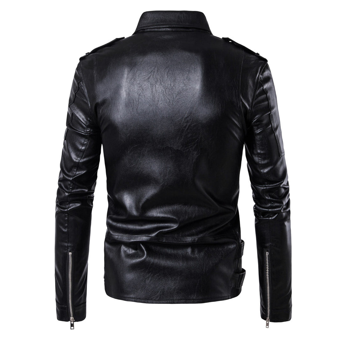 Herren Bikerjacke aus hochwertigem mit asymmetrischem Reißverschluss und dekorativen Schnallen EB