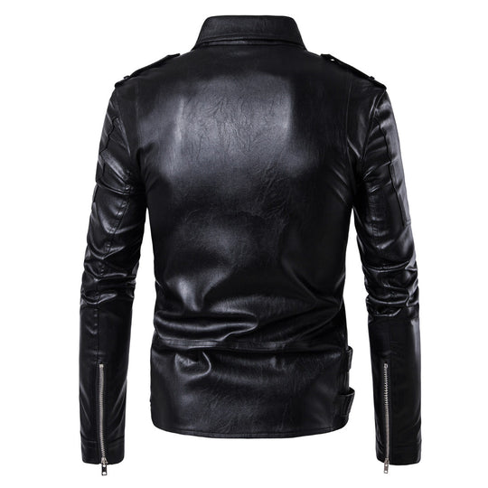 Herren Bikerjacke aus hochwertigem mit asymmetrischem Reißverschluss und dekorativen Schnallen EB