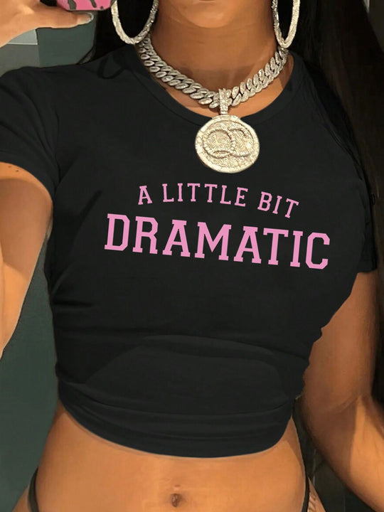 Damen Crop-Top mit kreativem Grafikdesign und modernem Schriftzug EB