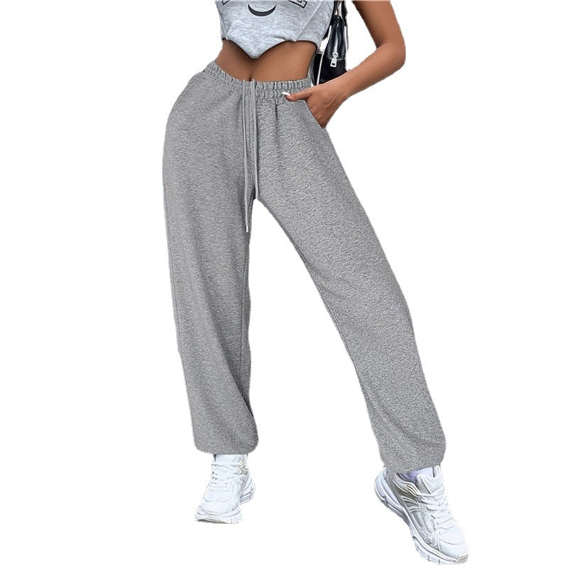 Damen nan weite Jogginghose hochgeschnitten mit seitlichem Statementprint und elastischem Bund EB