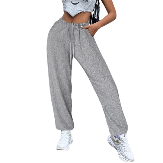 Damen nan weite Jogginghose hochgeschnitten mit seitlichem Statementprint und elastischem Bund EB
