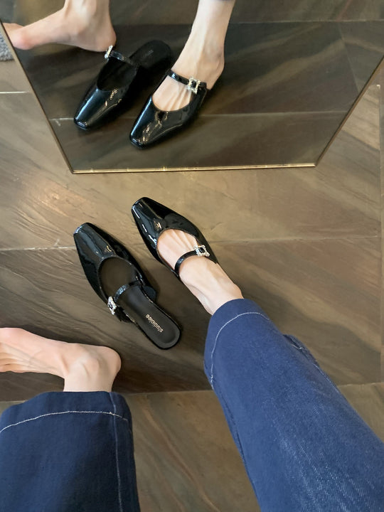 Damen elegante Slingback-Mules mit modischer Schnalle EB