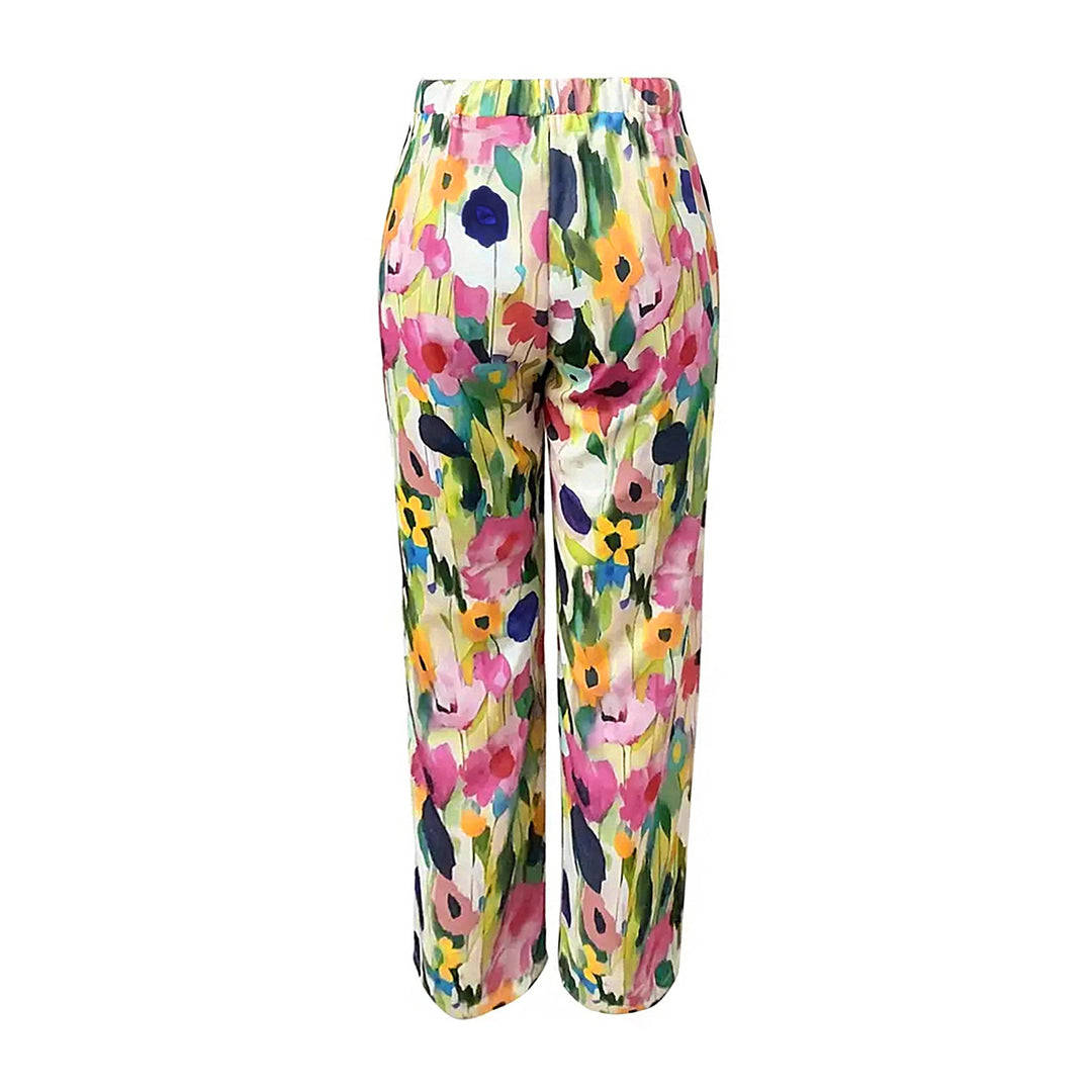 Damen Weite Sommerhose mit floralem Design und praktischen Taschen EB