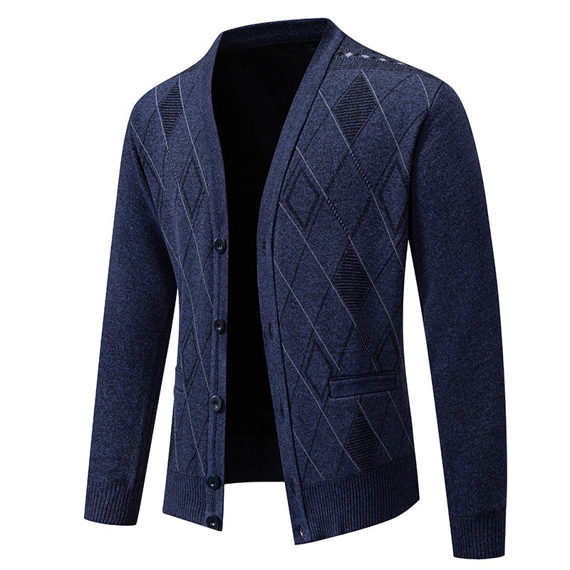 Herren Strickjacke mit eleganter Rautenstruktur EB
