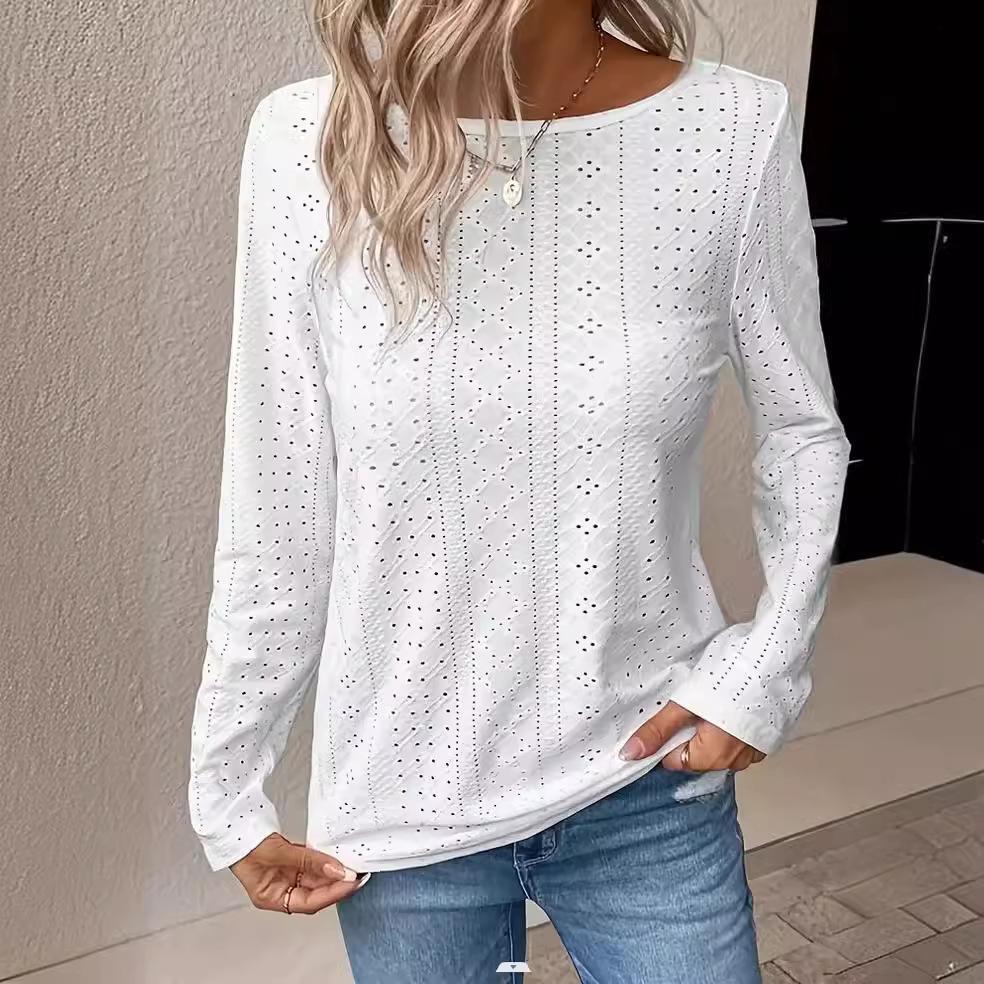 Damen Elegantes Langarmoberteil mit Perforation EB