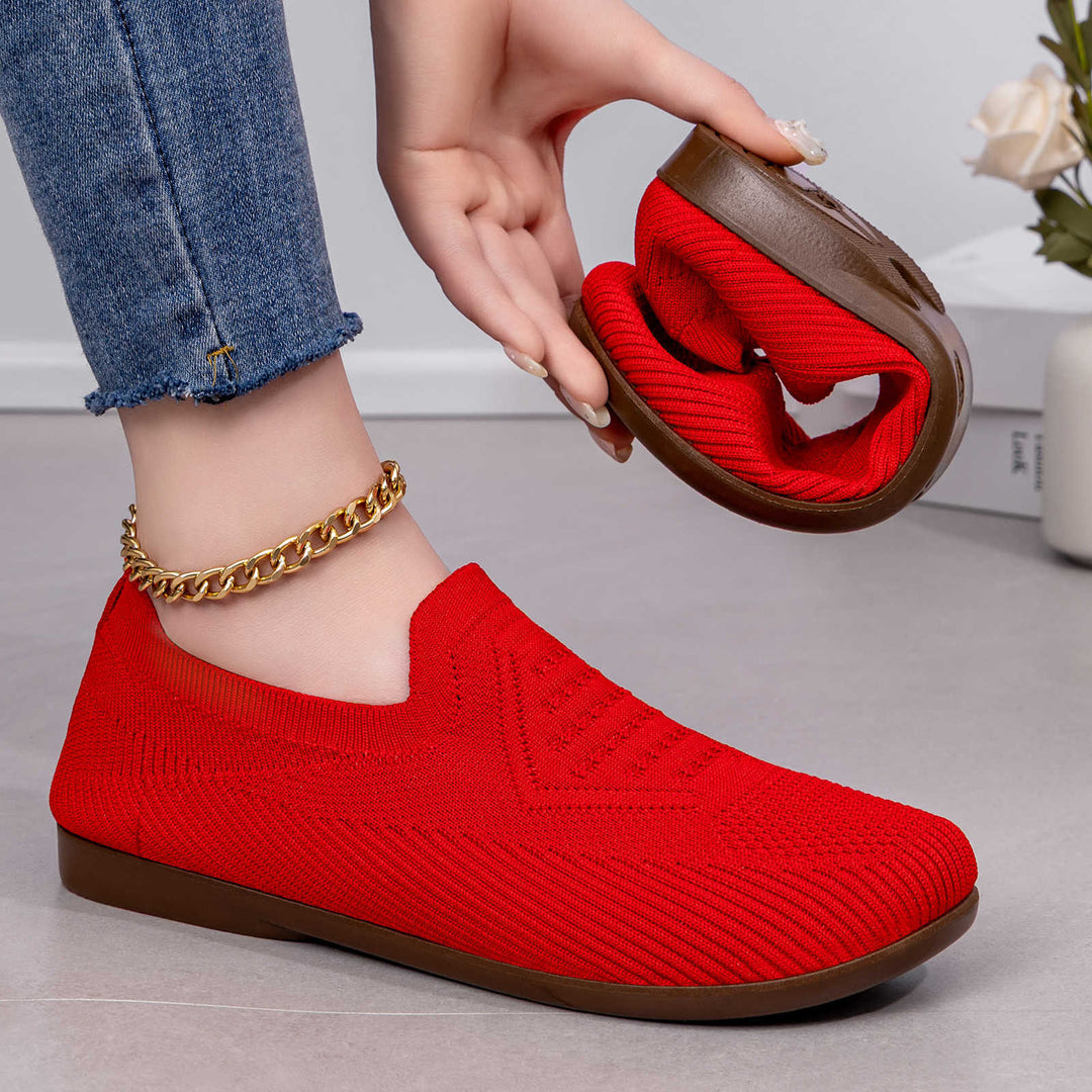 Damen Flexible Slip-On Sneaker mit atmungsaktivem Strickoberteil EB